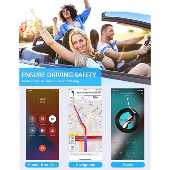 Bluetooth 5.0 Receiver, Noise Cancelling Bluetooth AUX Adapter, Black+Silver - Picture 6 of 6